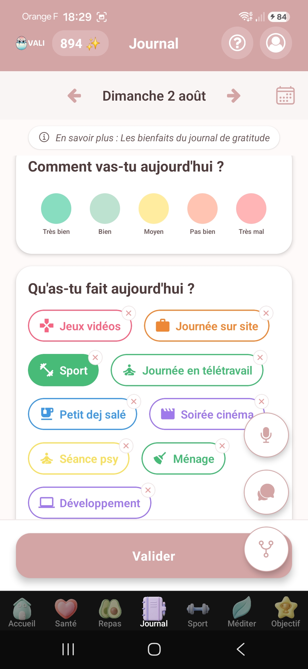 Journal : Saisie audio