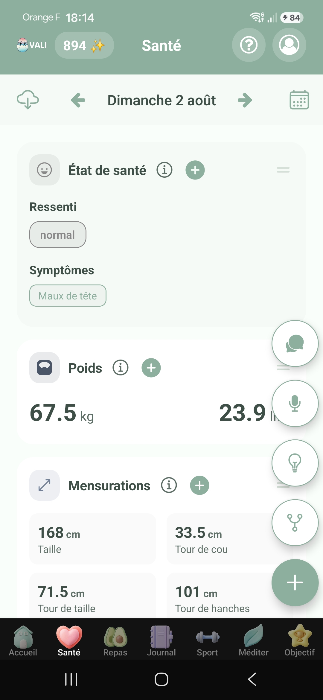 Santé : Scores de sommeil et stress
