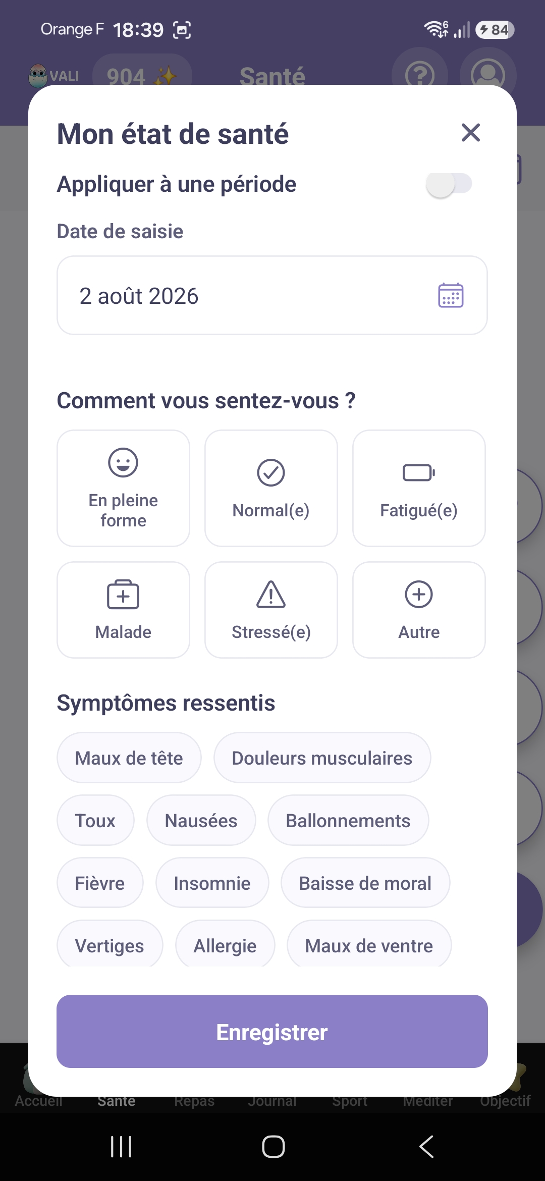 Santé : Déclaration d'état de santé