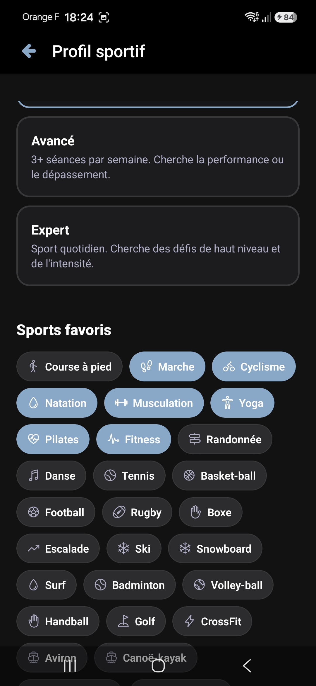 Sport : Profil sportif